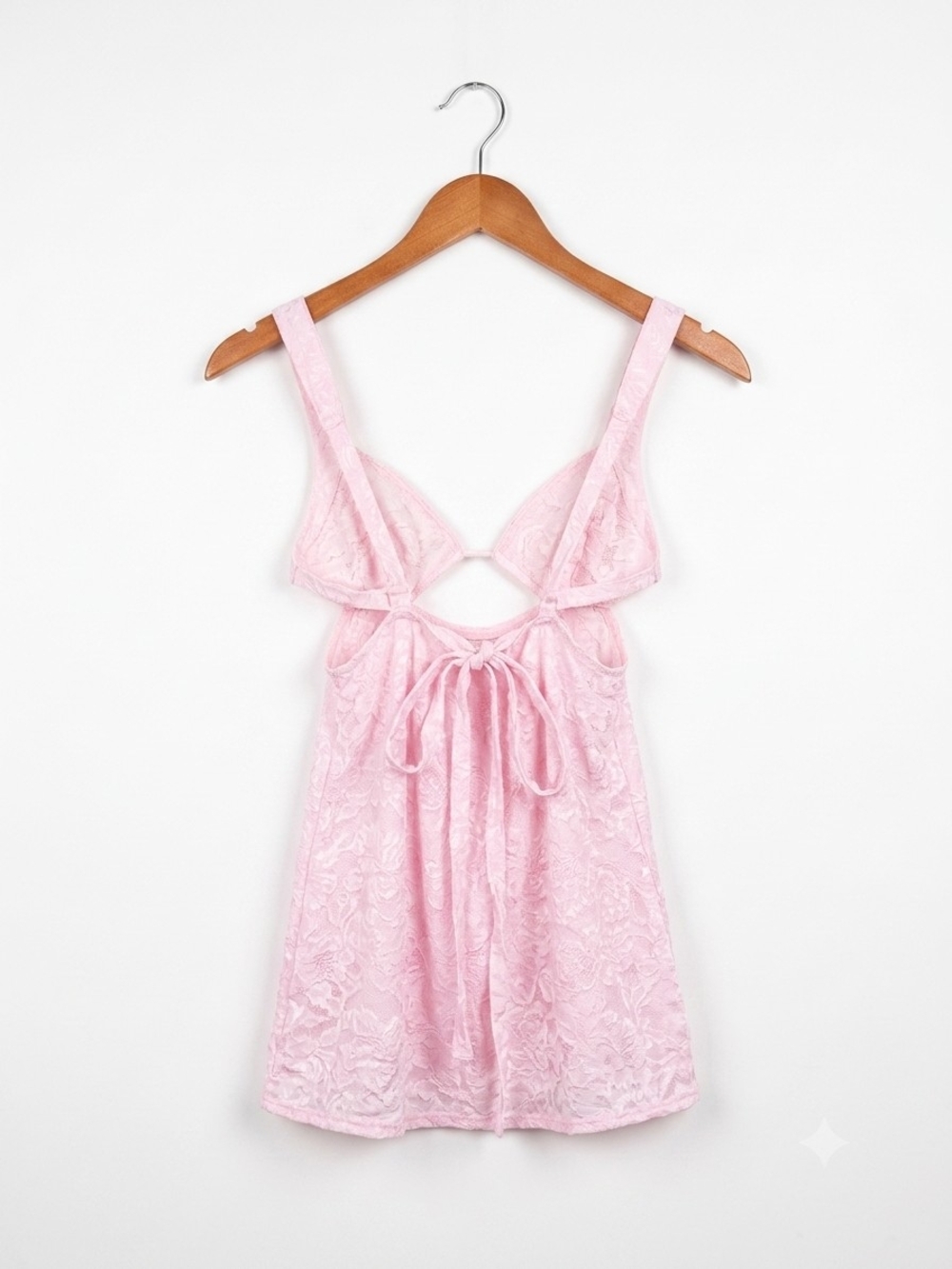 For Love And Lemons Pale Pink Floral Jacquard Mini Dress with Bow - Picture 2 of 7
